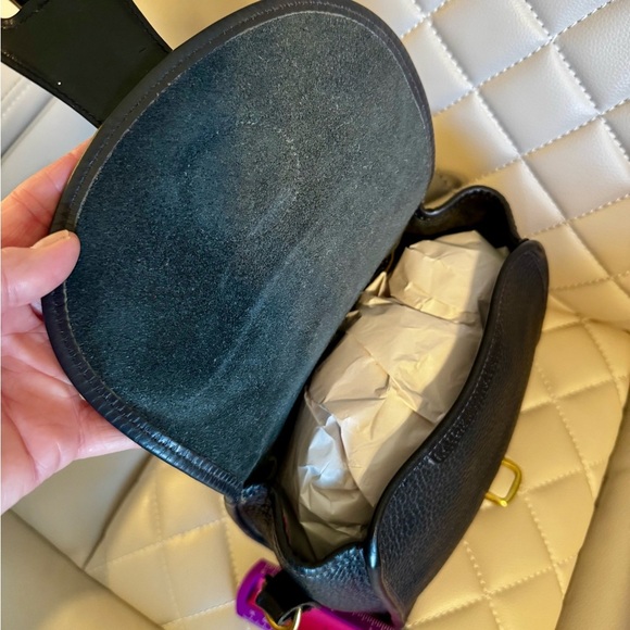 Black and Gold Tone Dooney & Bourke Structured Crossbody Bag with Flap Closure - Picture 4 of 5